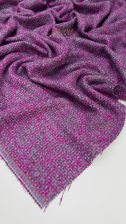 Italian Wool Tweed - Purple / Gray