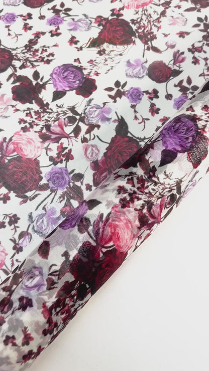 Emanuel Ungaro - Silk Chiffon Lamé - Burgundy / Pink / Purple