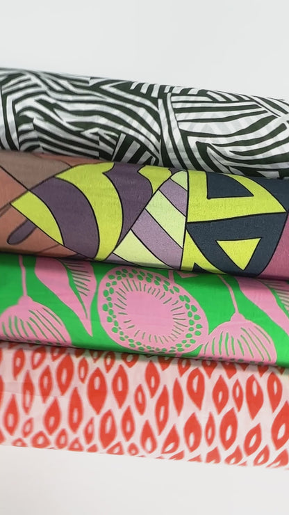 Abstract Zebra Print Cotton Voile - Green and White