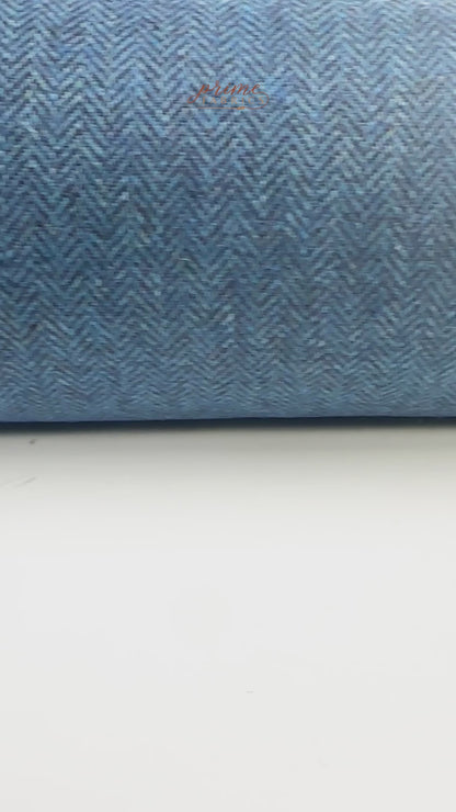 Herringbone Tweed Italian Wool Suiting - Blue