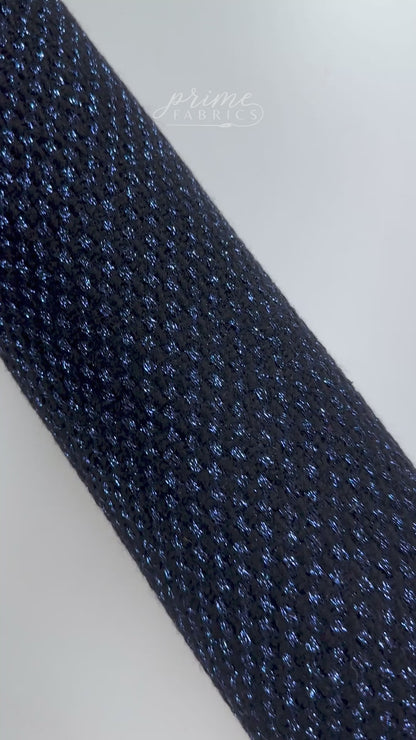 Metallic Italian Wool Tweed - Blue / Black