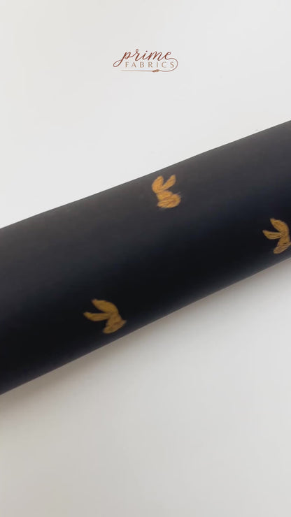Bunny Embroidered Italian Wool Gabardine - Black / Gold