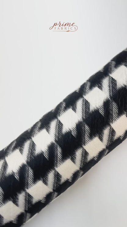 Houndstooth Italian Wool Blend Coating - Black / White