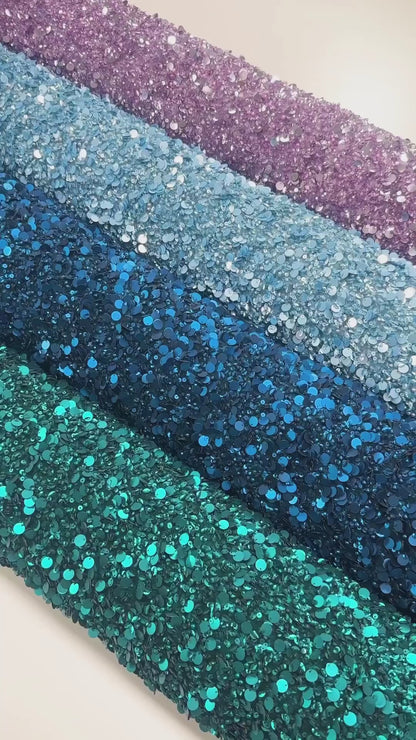 Hand Sequined and Beaded Mesh - Baby Blue