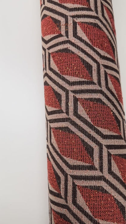 Abstract Metallic Italian Tweed - Orange / Beige