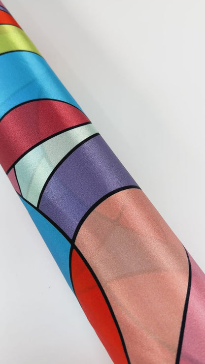 Geometric Italian Silk Charmeuse - Multicolor