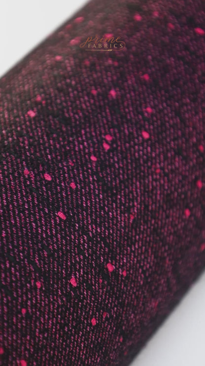 Speckled Italian Wool Blend - Dark Fuchsia / Black