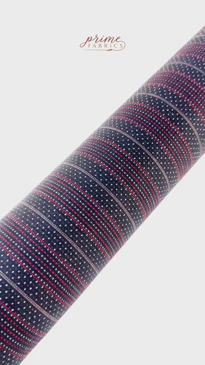 Embroidered Italian Wool Suiting - Black / Red