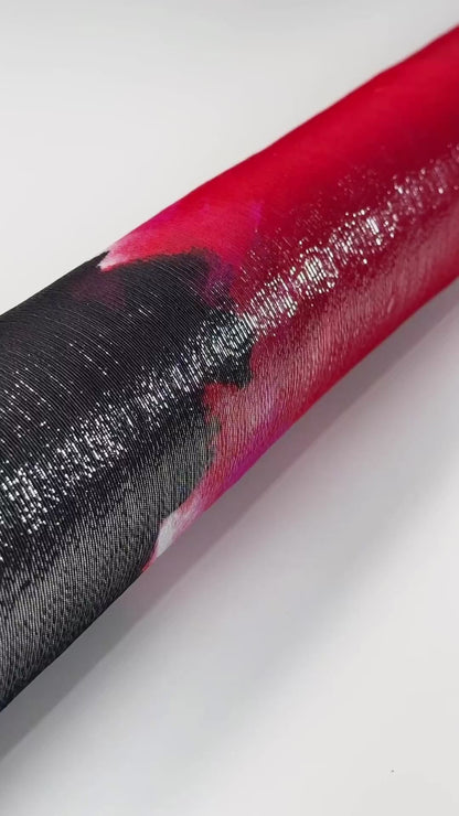 Pink and Black Metallic Silk Chiffon Lamé