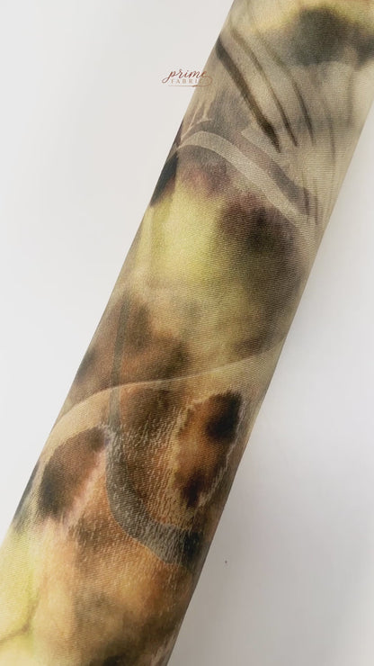 Heavy Abstract Italian Silk Twill - Beige