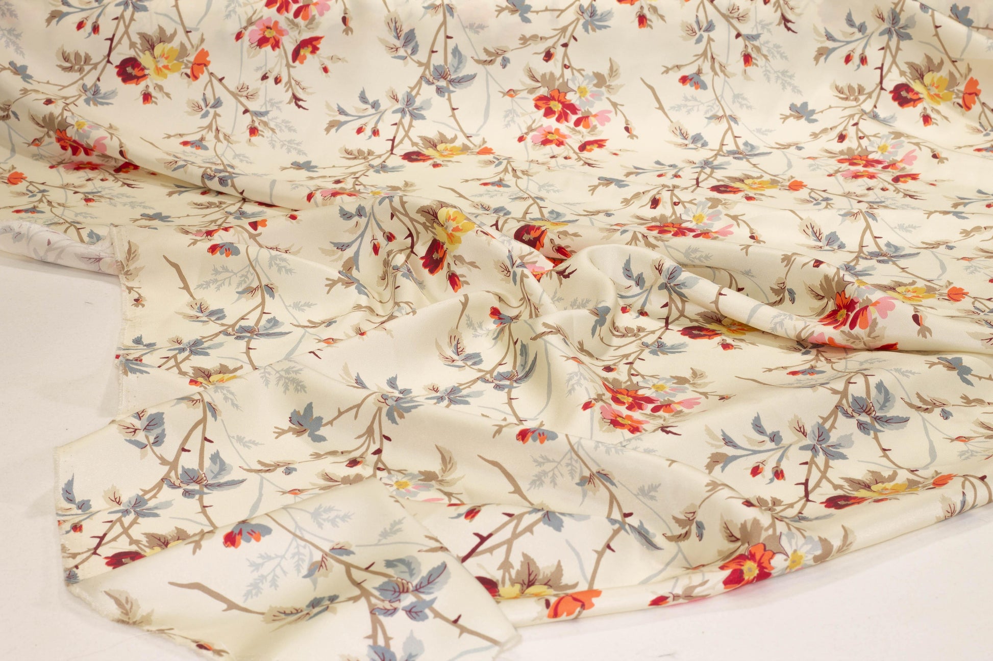 Multicolor Floral Silk Charmeuse - Prime Fabrics