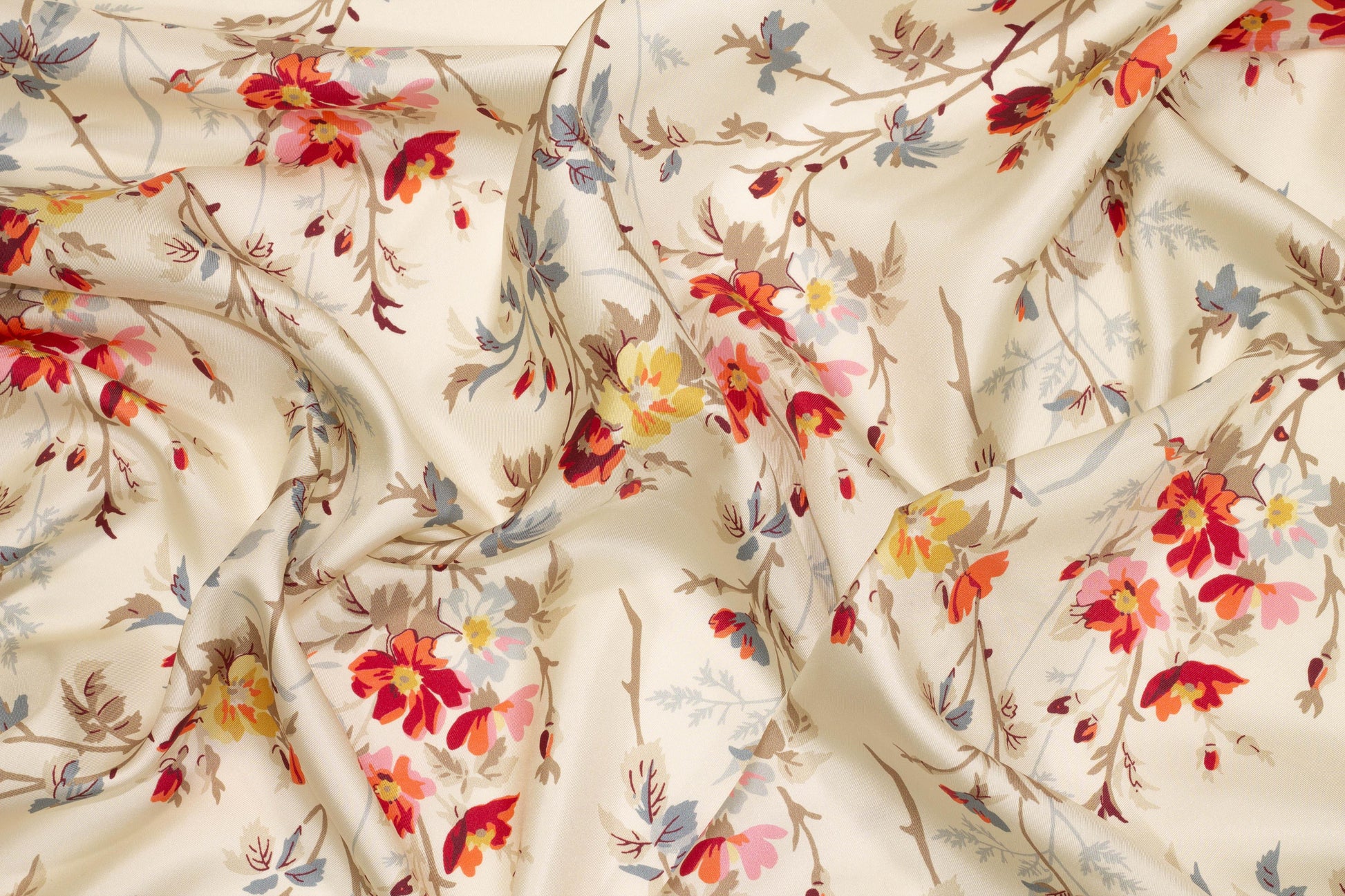 Multicolor Floral Silk Charmeuse - Prime Fabrics