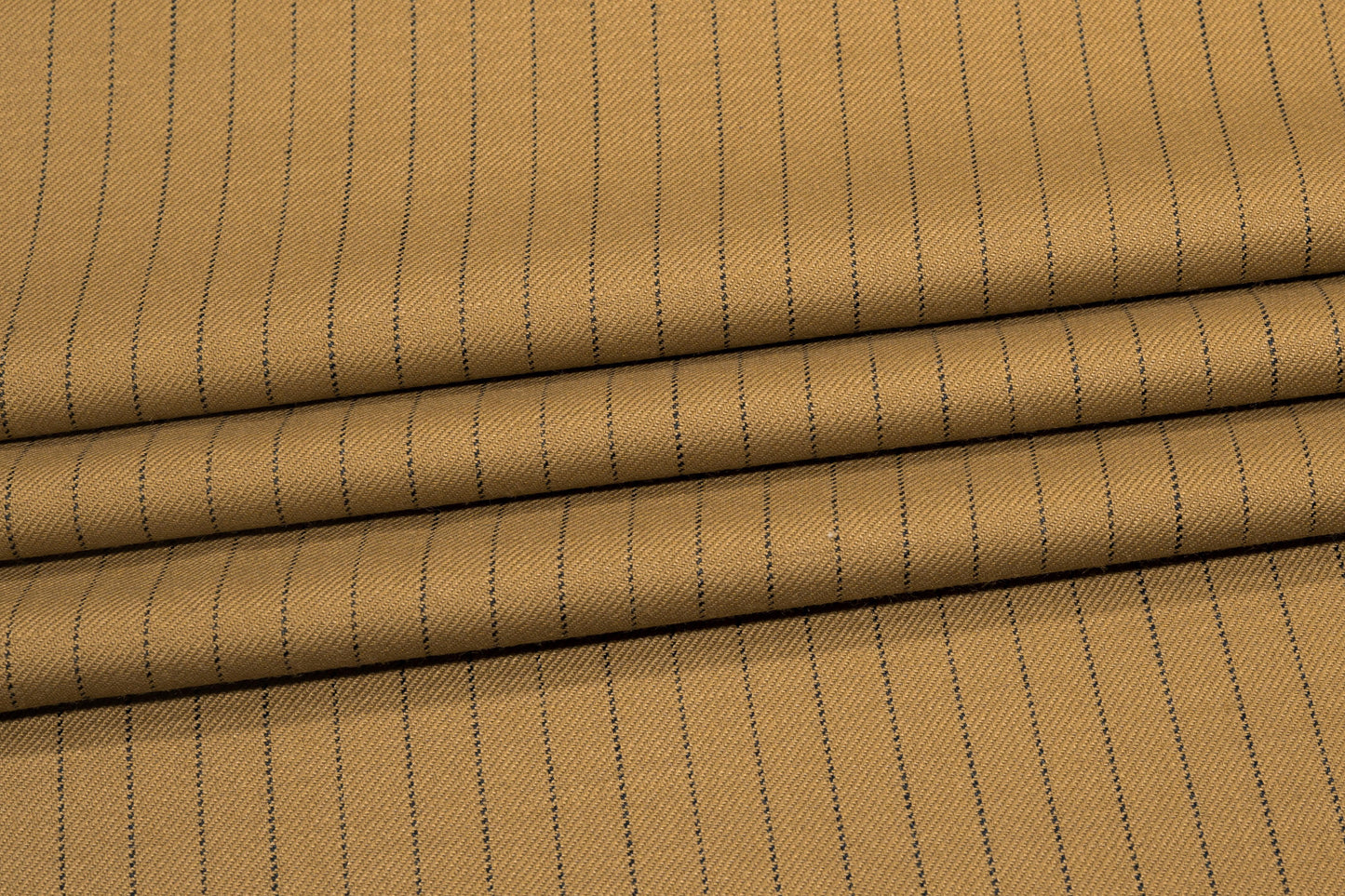 Tan Pin Striped Italian Wool Suiting - Prime Fabrics