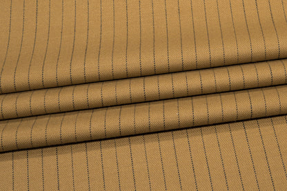 Tan Pin Striped Italian Wool Suiting - Prime Fabrics