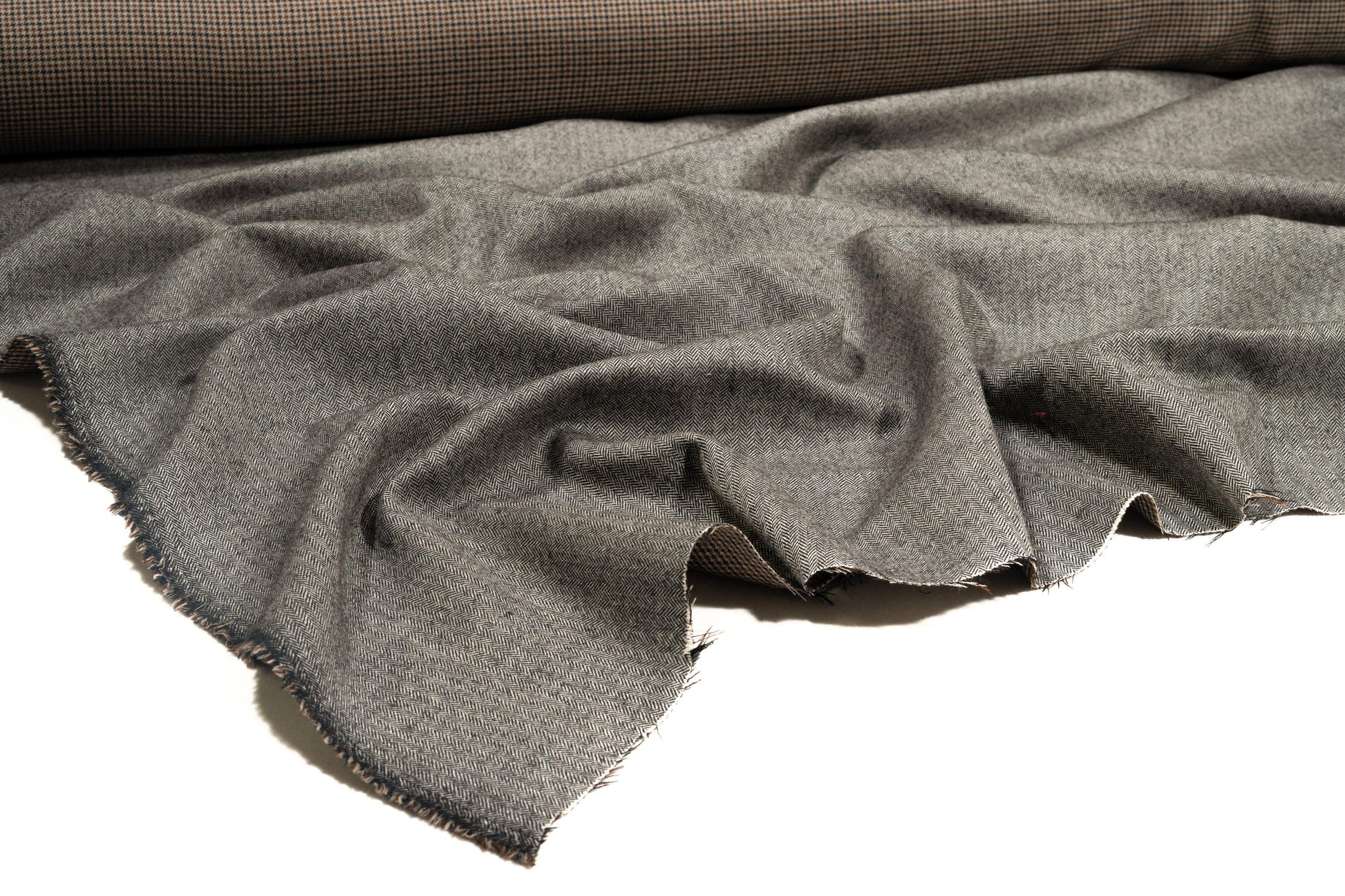 Double Faced Houndstooth and Herringbone Italian Wool Suiting - Prime Fabrics