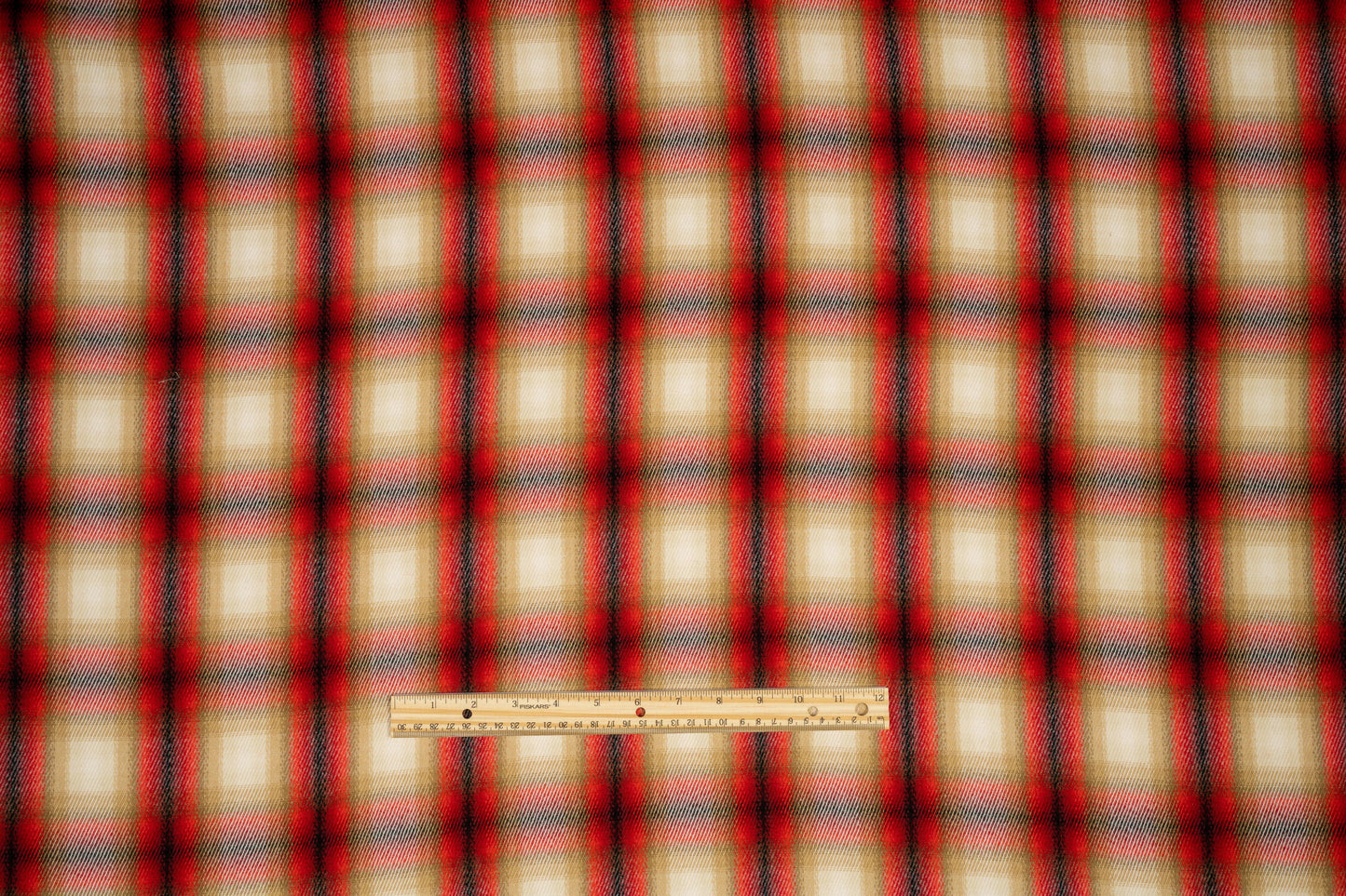 Plaid Italian Wool Twill - Red, Khaki, Black - Prime Fabrics