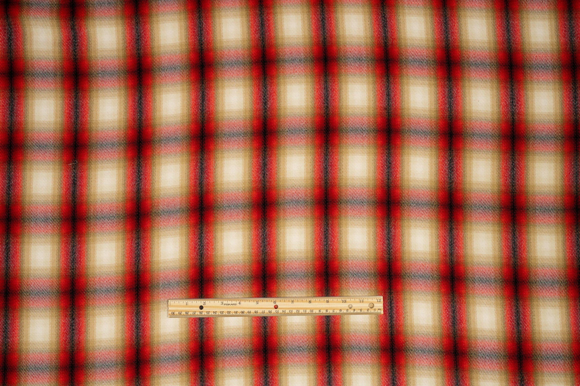 Plaid Italian Wool Twill - Red, Khaki, Black - Prime Fabrics