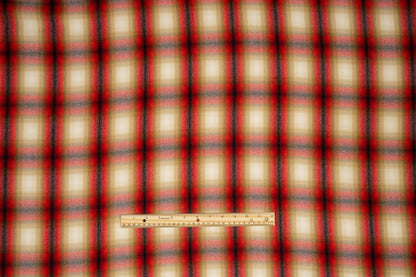 Plaid Italian Wool Twill - Red, Khaki, Black - Prime Fabrics