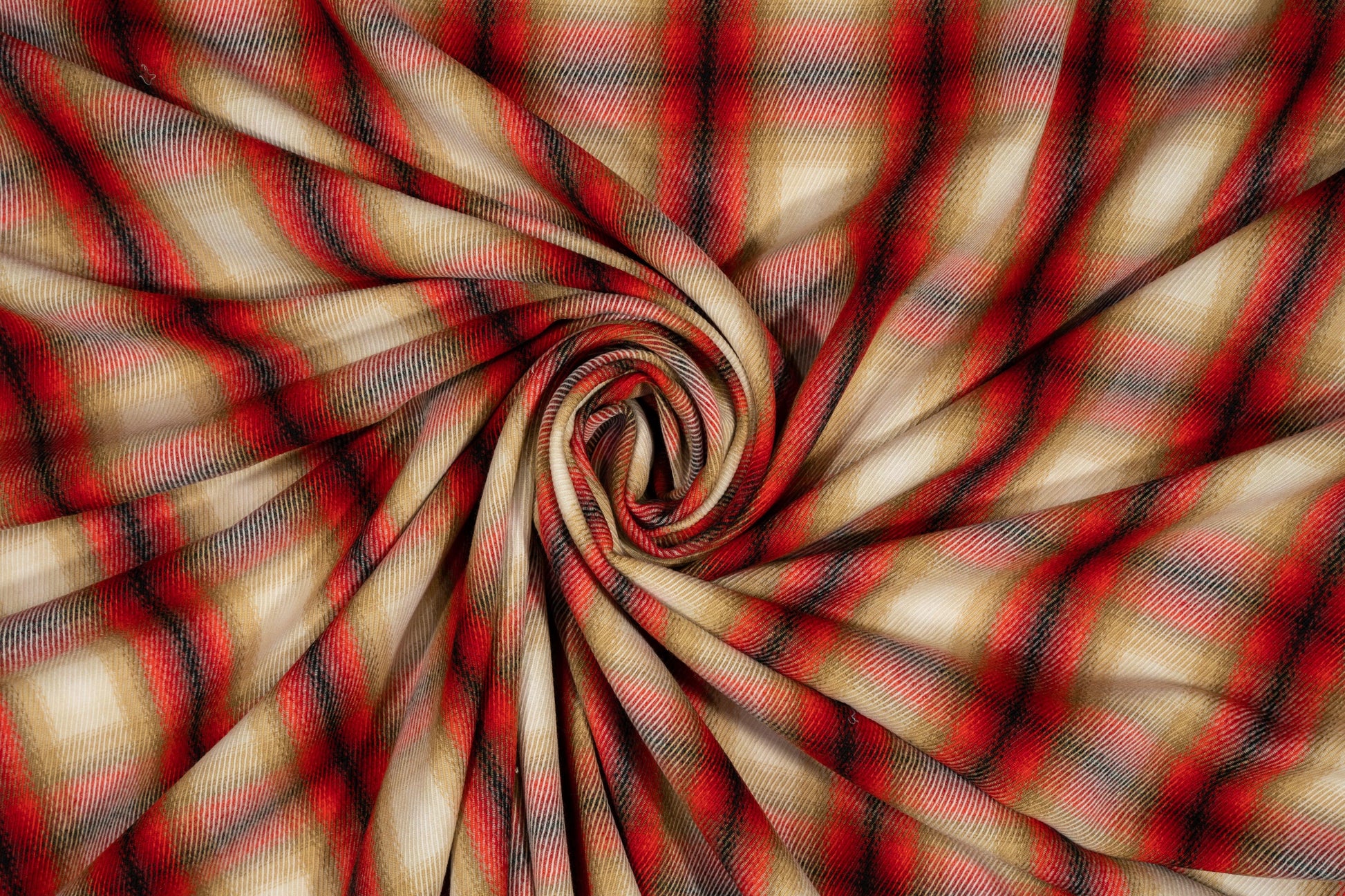 Plaid Italian Wool Twill - Red, Khaki, Black - Prime Fabrics