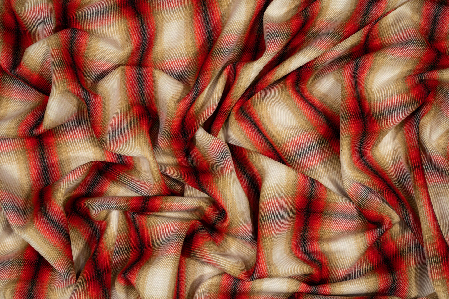 Plaid Italian Wool Twill - Red, Khaki, Black - Prime Fabrics