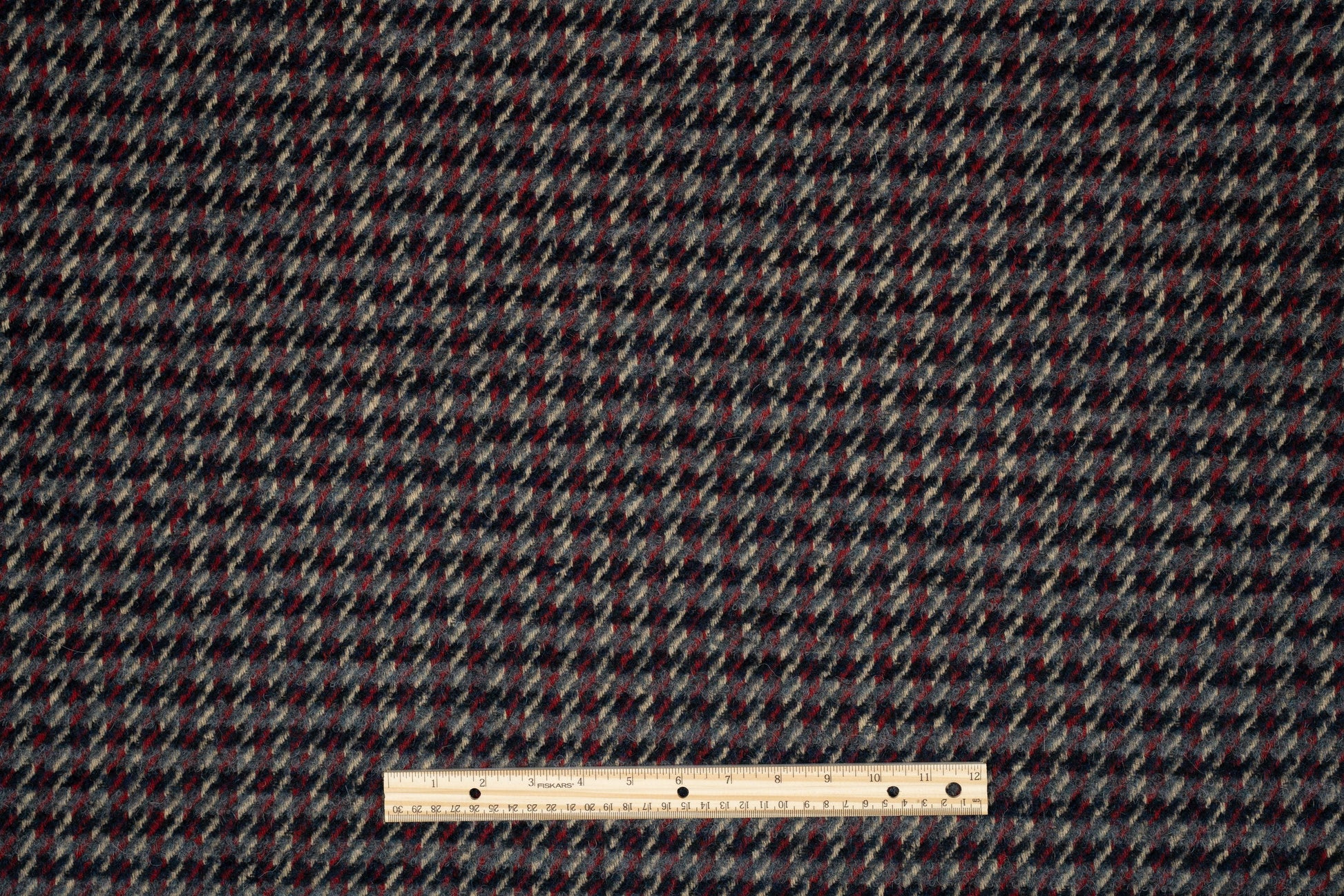 Blue and Red Checked Italian Wool Coating - Prime Fabrics
