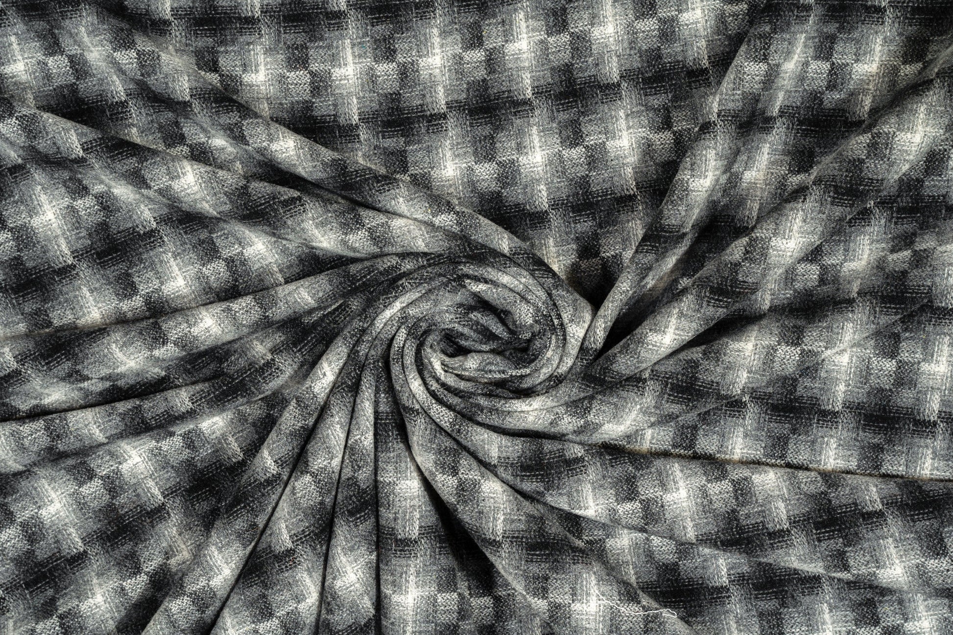 Washed Gray Checked Italian Wool - Prime Fabrics