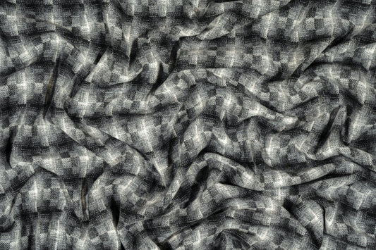 Washed Gray Checked Italian Wool - Prime Fabrics