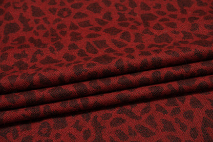 Red and Black Cheetah Print Italian Wool - Prime Fabrics