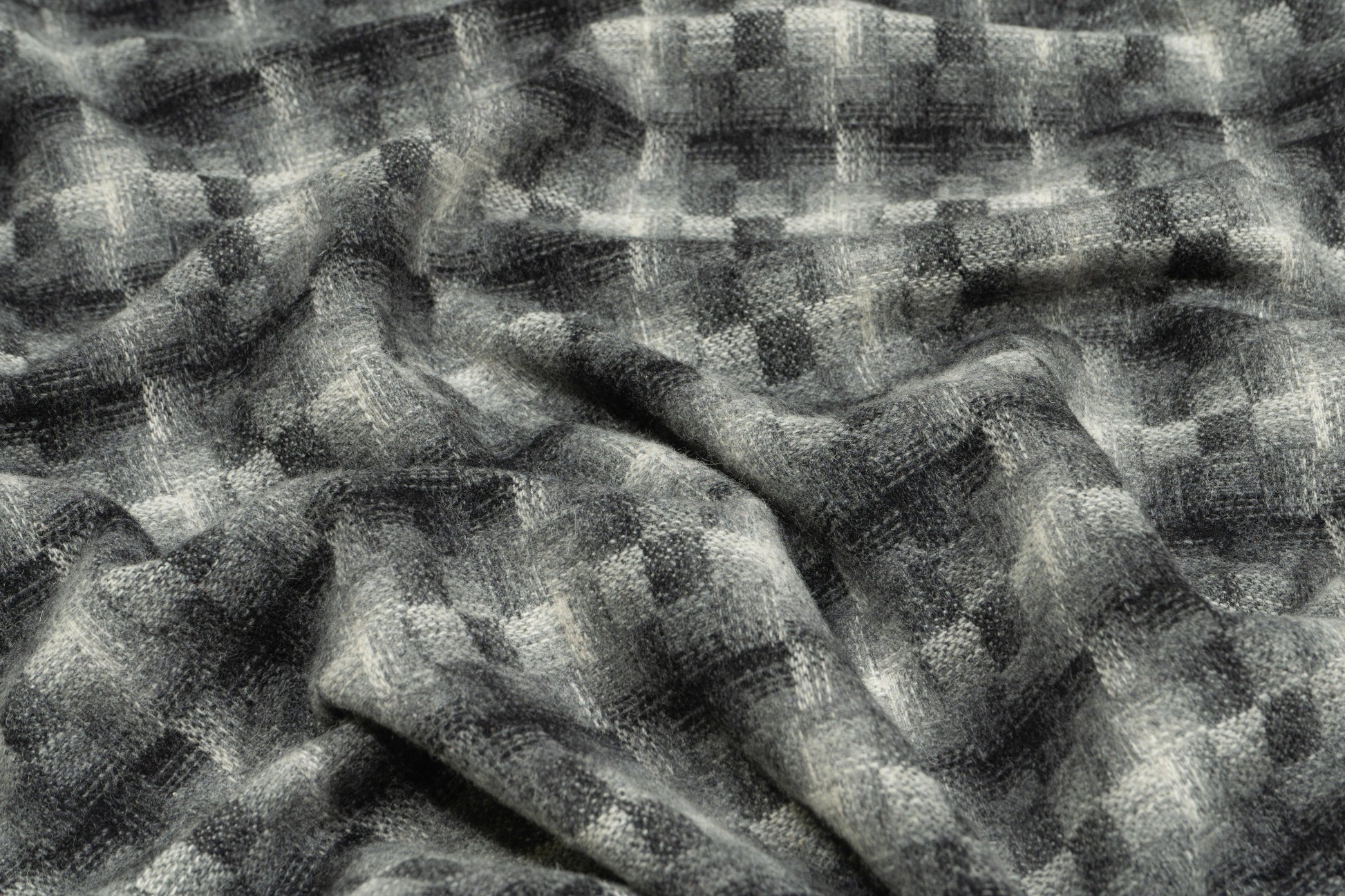 Washed Gray Checked Italian Wool - Prime Fabrics