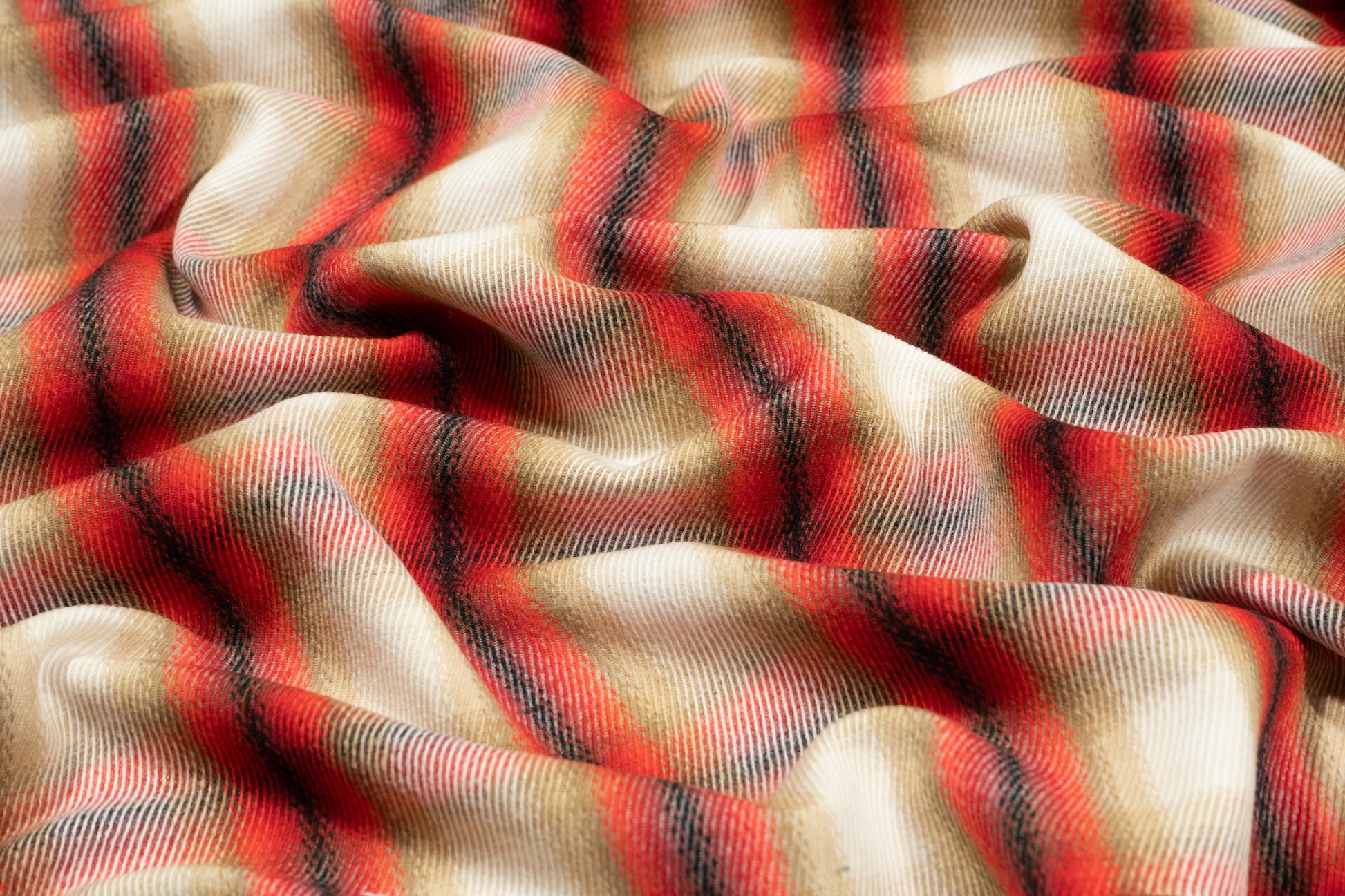 Plaid Italian Wool Twill - Red, Khaki, Black - Prime Fabrics