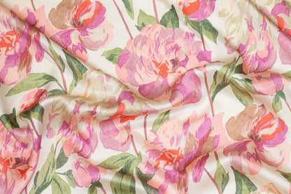 Multicolor Floral Hammered Silk Charmeuse - Prime Fabrics