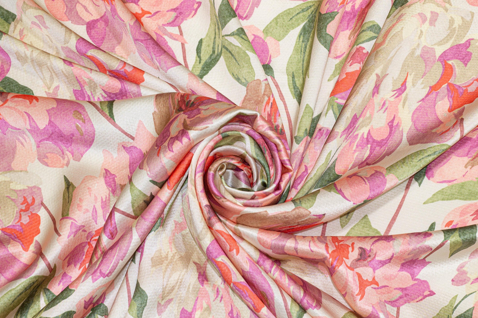Multicolor Floral Hammered Silk Charmeuse - Prime Fabrics