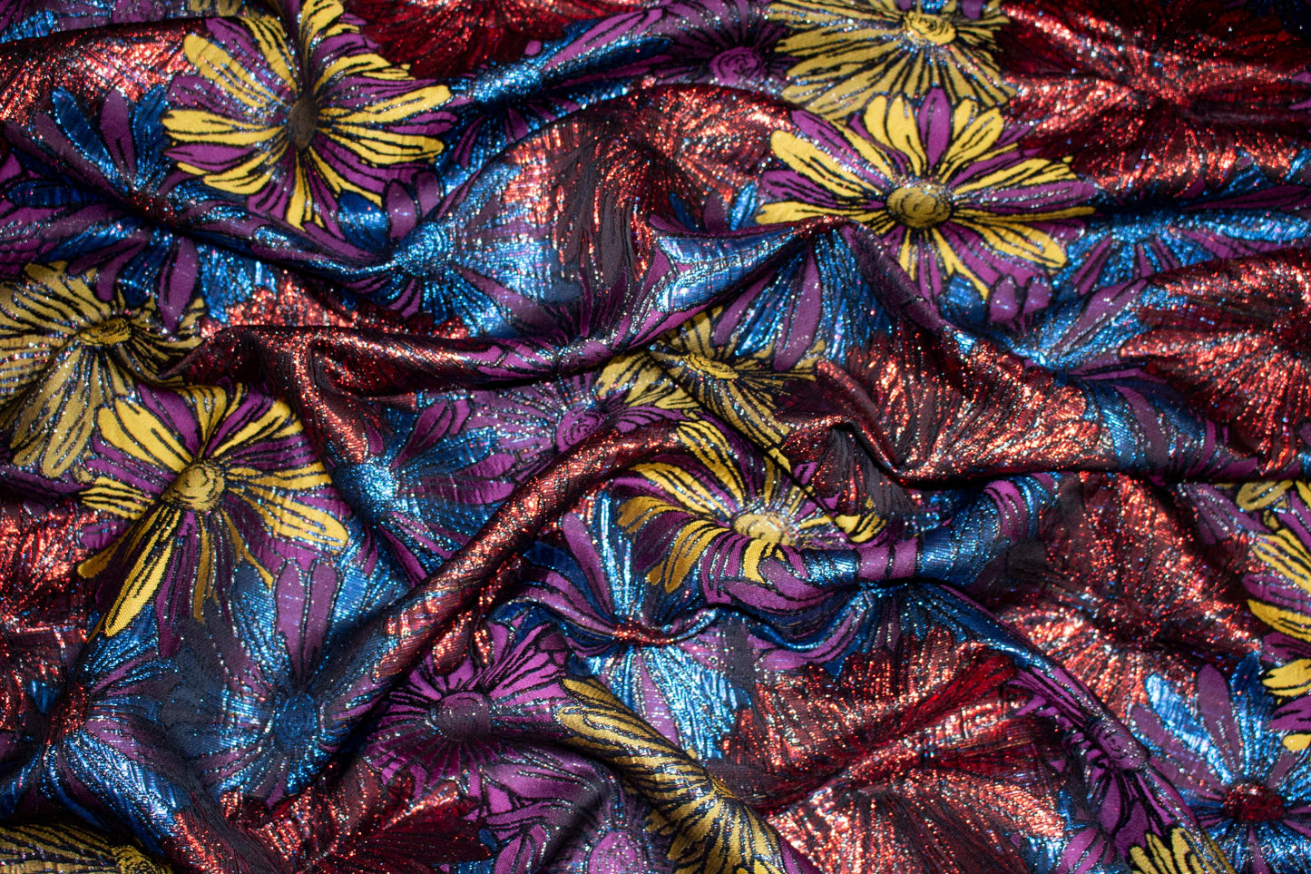 Multicolor Metallic Floral Crushed Brocade - Prime Fabrics