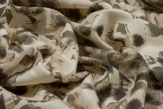 Abstract Printed Wool Challis - Prime Fabrics