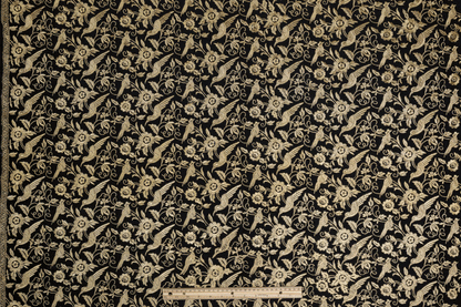 Floral Embroidered Silk - Black and Gold - Prime Fabrics