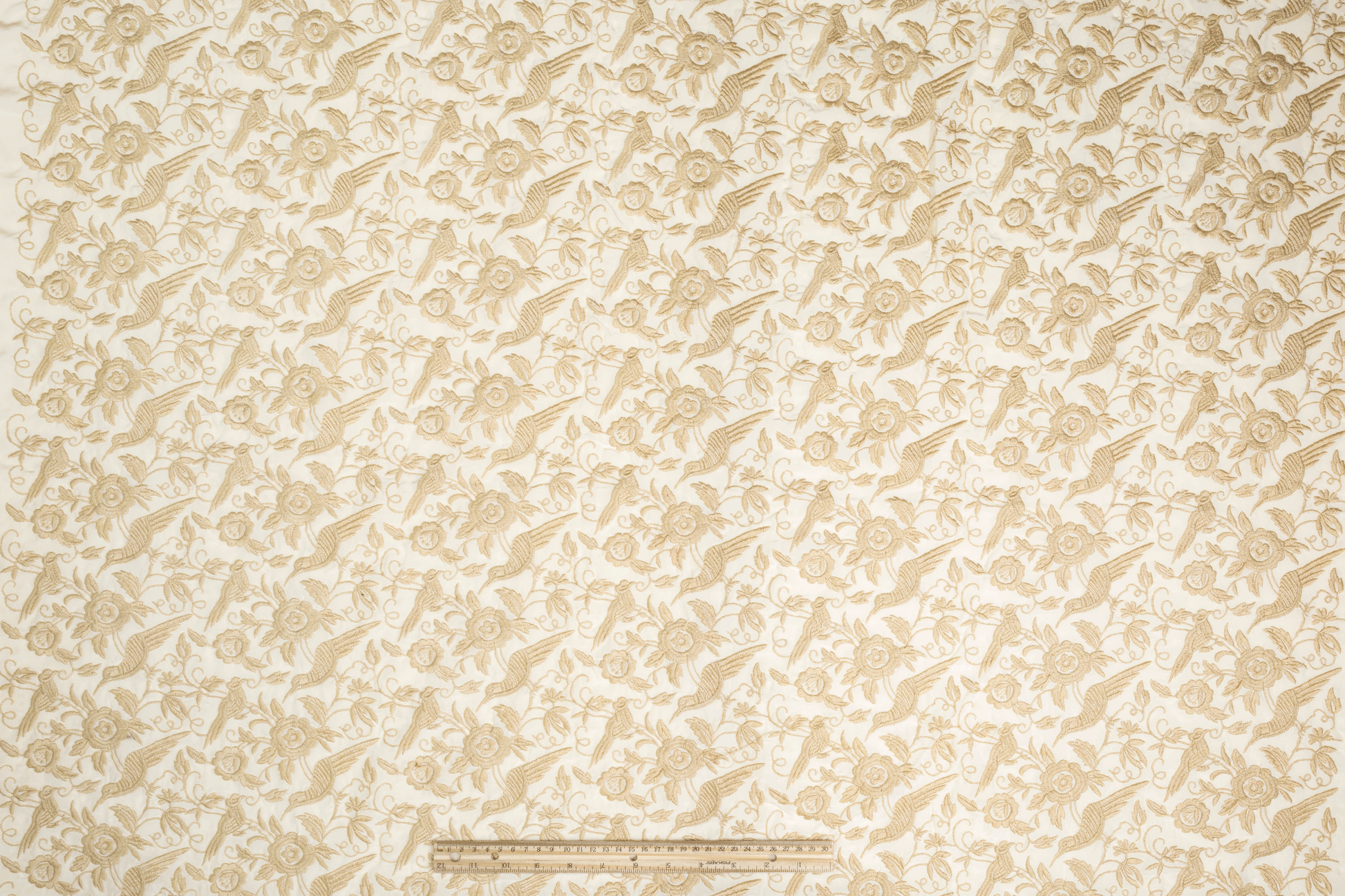 Floral Embroidered Silk - Khaki Beige - Prime Fabrics