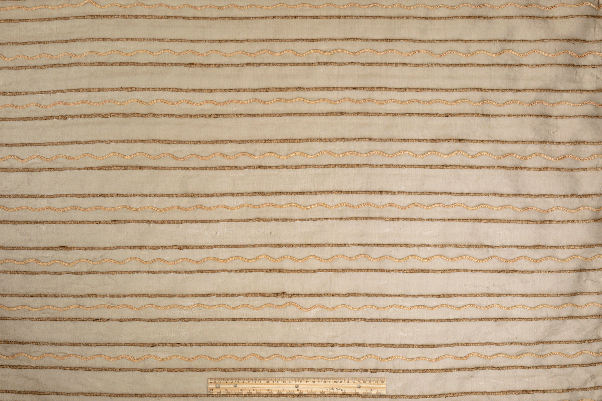Striped Embroidered Silk Organza - Brown - Prime Fabrics