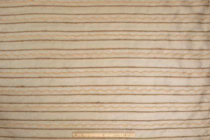 Striped Embroidered Silk Organza - Brown - Prime Fabrics