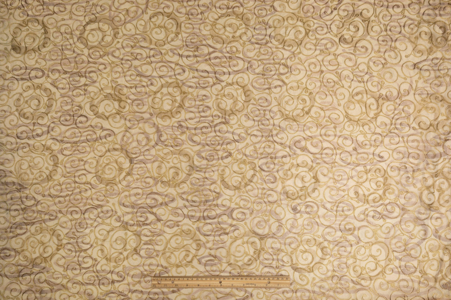 Metallic Embroidered Silk Organza - Khaki - Prime Fabrics