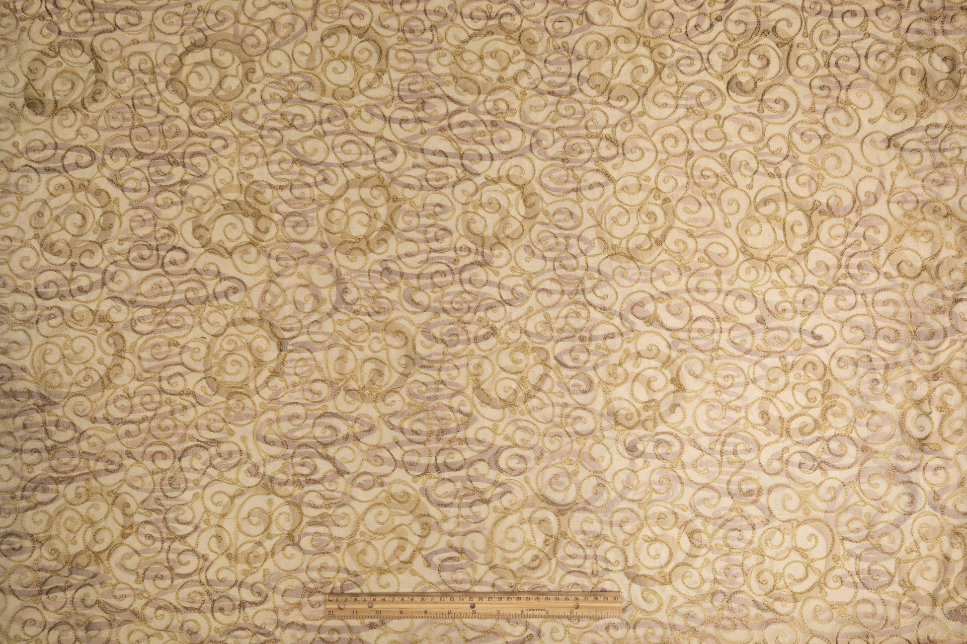 Metallic Embroidered Silk Organza - Khaki - Prime Fabrics