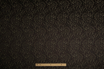 Floral Jacquard - Black and Khaki Green - Prime Fabrics