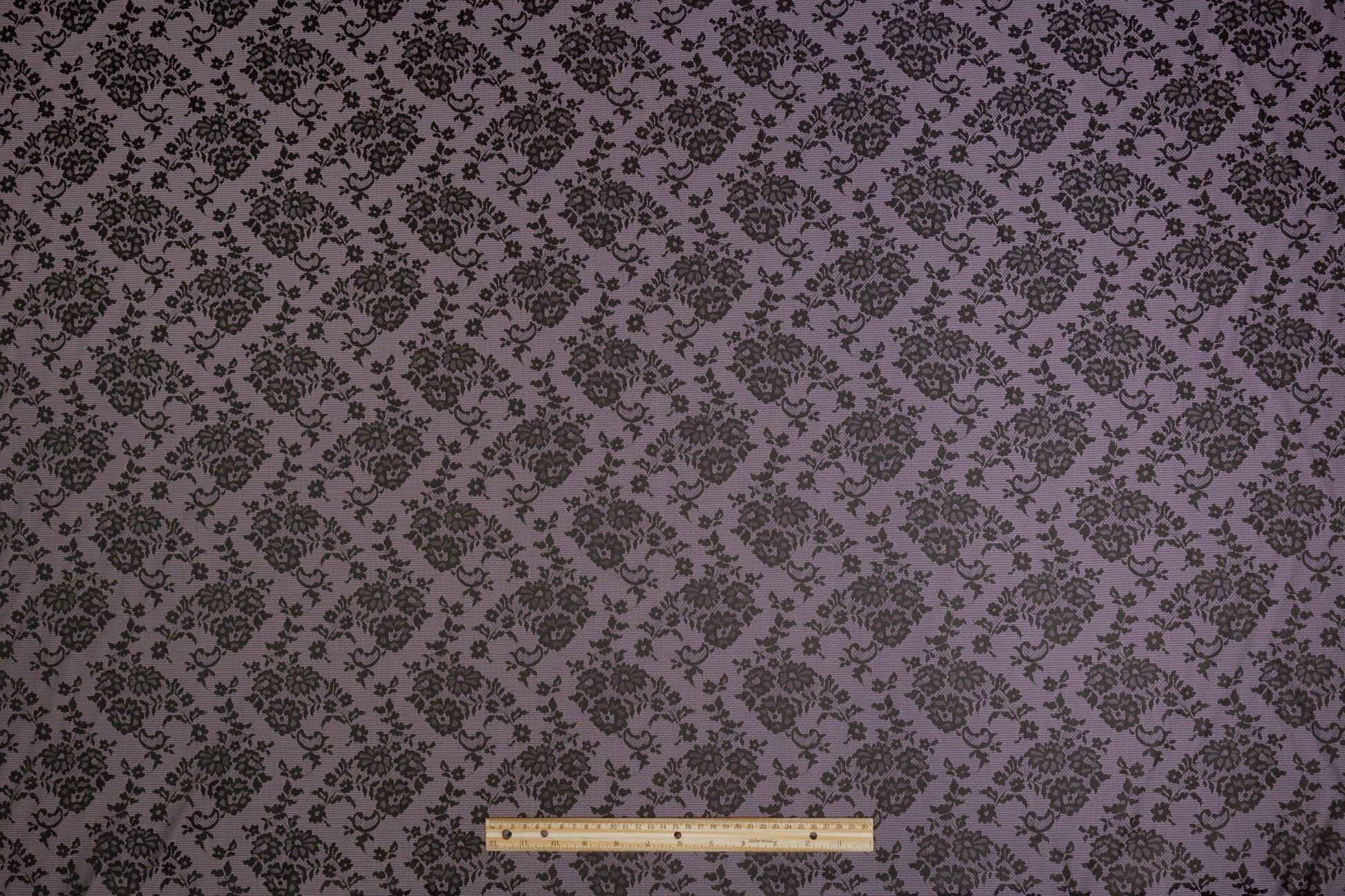 Floral Jacquard - Black and Purple - Prime Fabrics