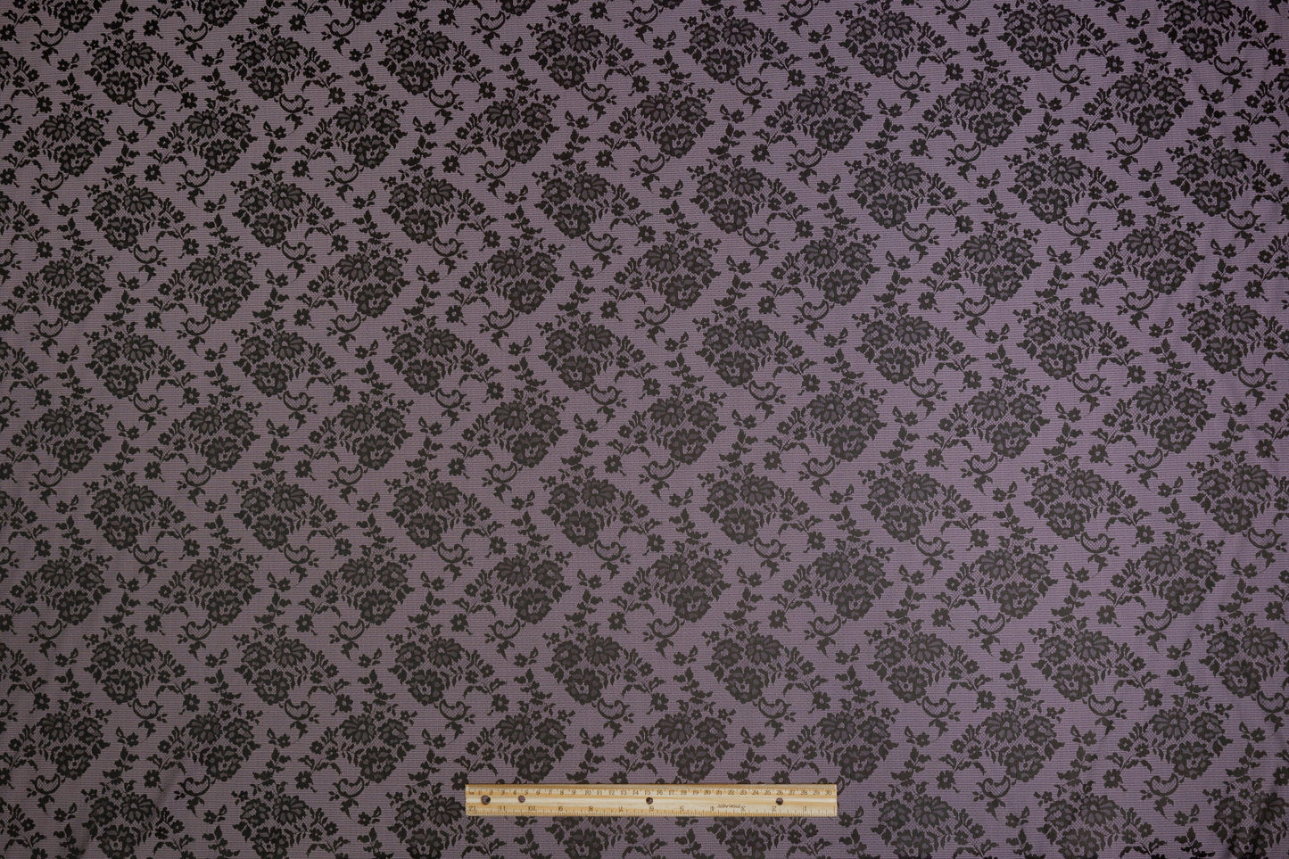 Floral Jacquard - Black and Purple - Prime Fabrics