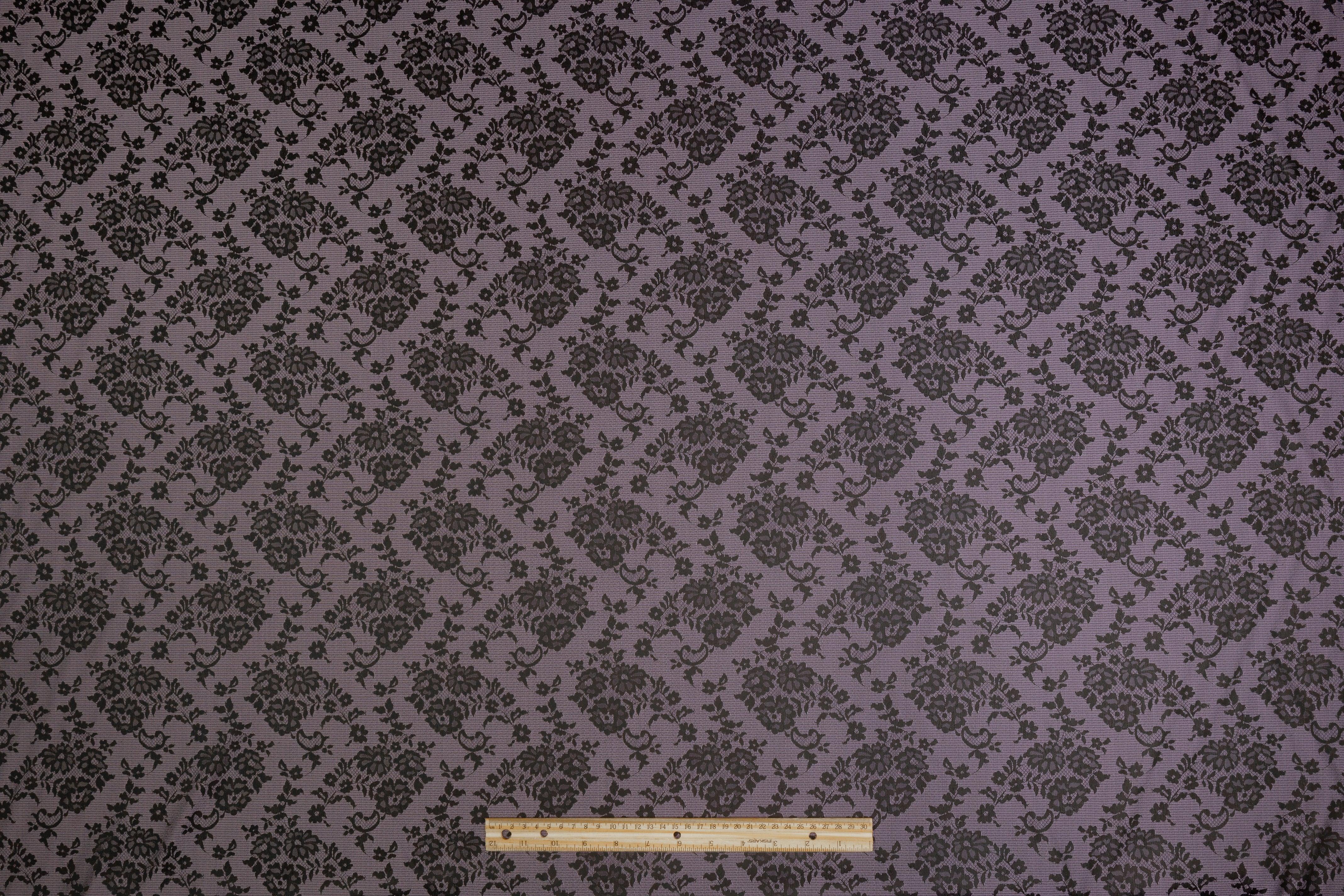 Floral Jacquard - Black and Purple - Prime Fabrics