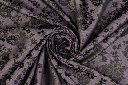 Floral Jacquard - Black and Purple - Prime Fabrics