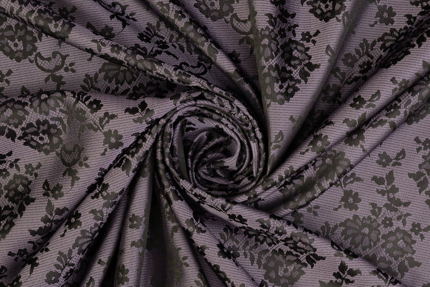 Floral Jacquard - Black and Purple - Prime Fabrics