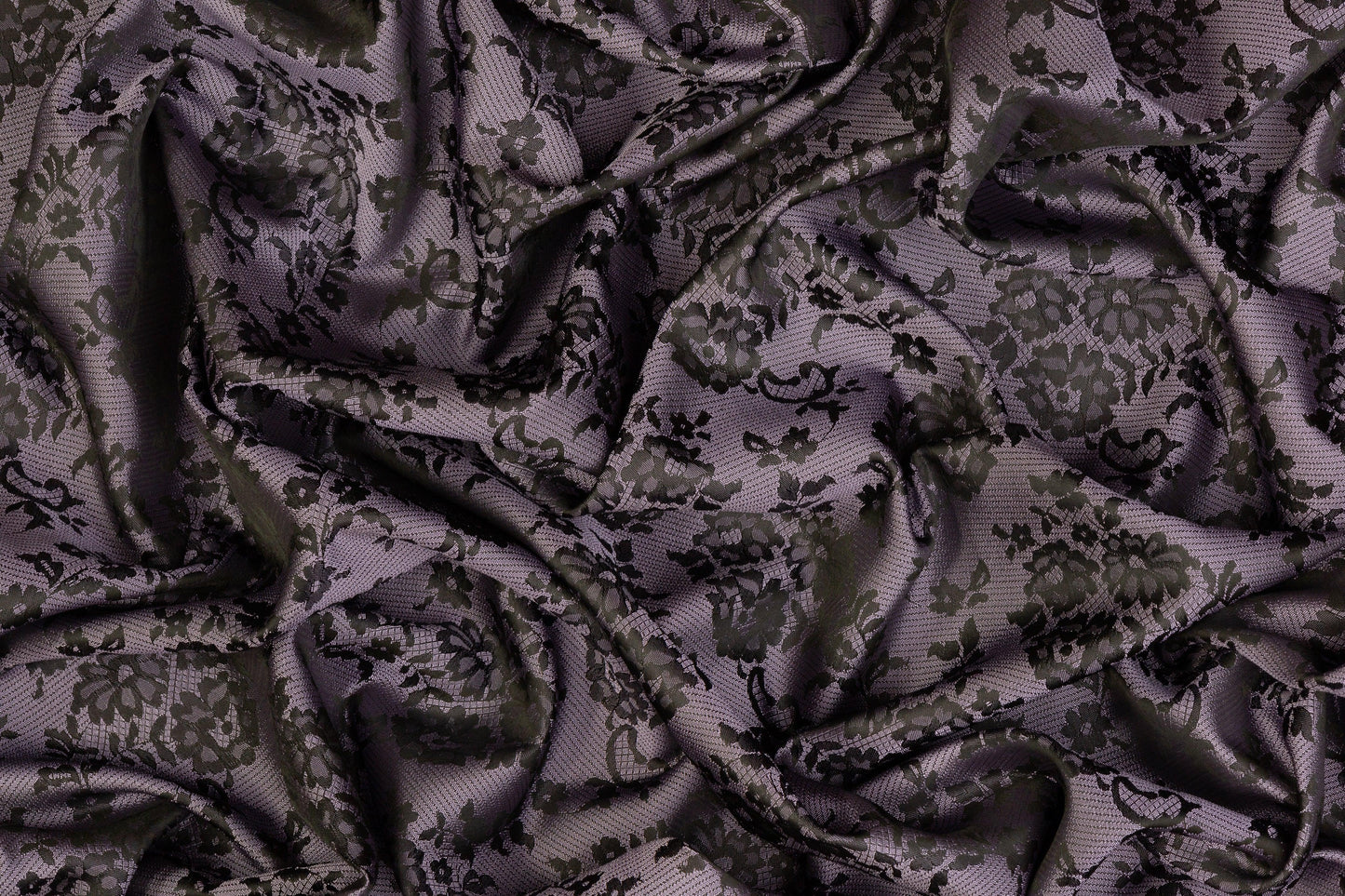 Floral Jacquard - Black and Purple - Prime Fabrics