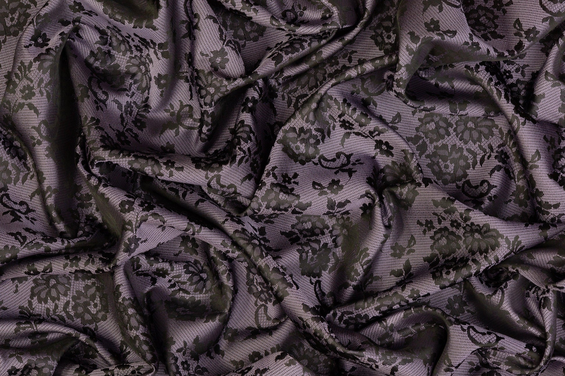 Floral Jacquard - Black and Purple - Prime Fabrics