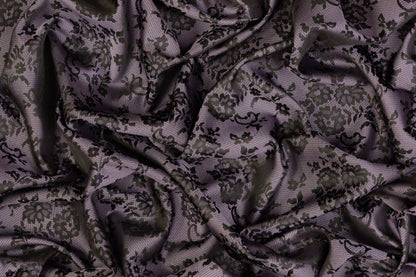 Floral Jacquard - Black and Purple - Prime Fabrics
