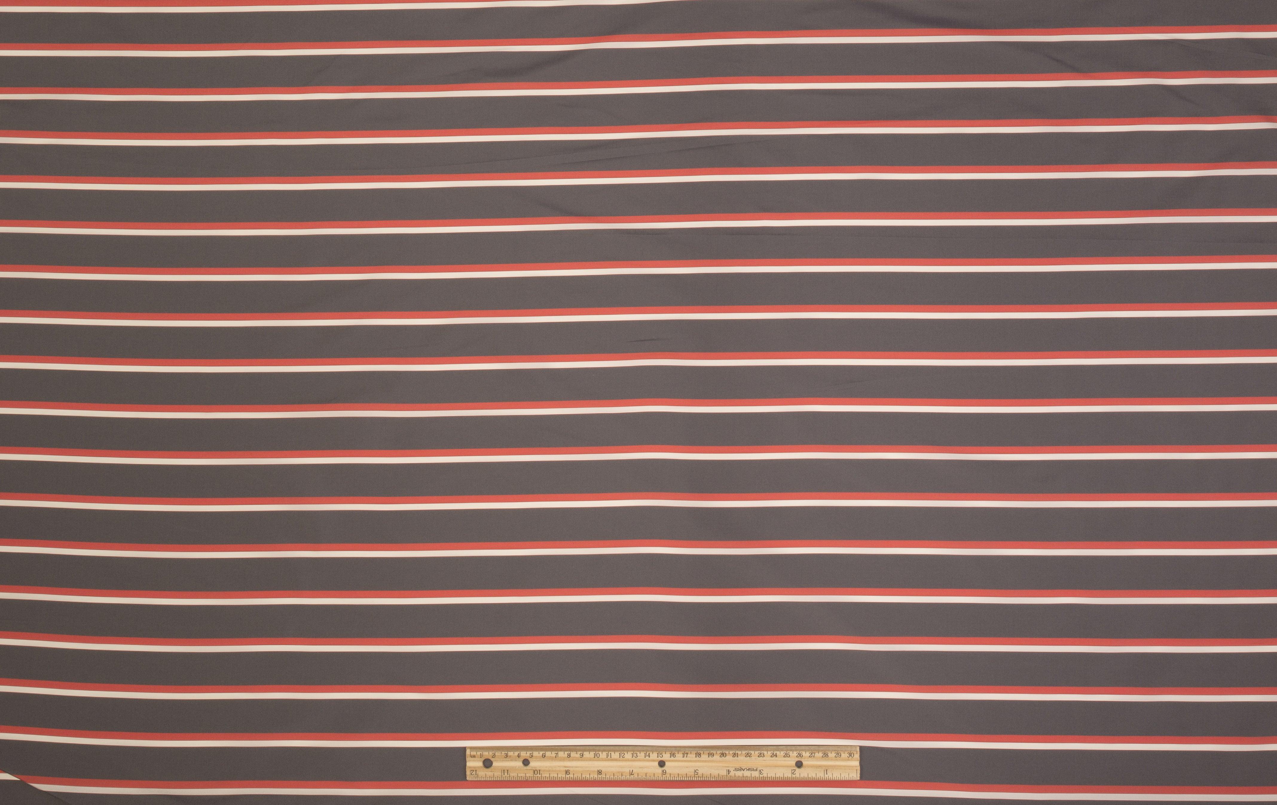 Striped Taffeta - Faded Navy, White, Red - Prime Fabrics